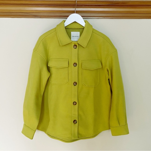 AVEC LES FILLES Mid Weight Shacket (Shirt Jacket) Chartreuse Small - Picture 1 of 6